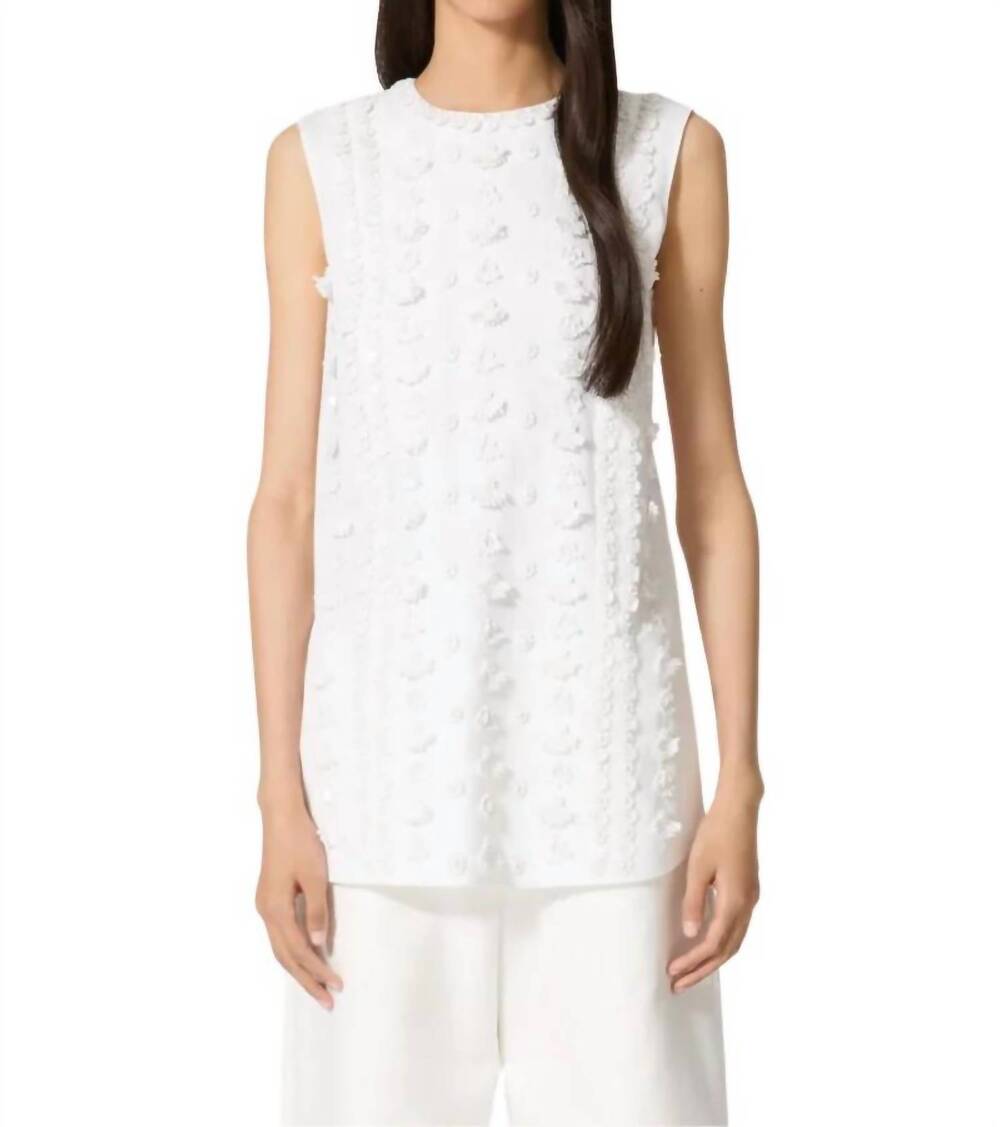 NEW VALENTINO GARAVANI embroidered sleeveless top in white